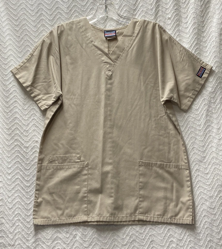 Cherokee Workwear Khaki Tan Size XS V-Neck Scrub Top Style 4700 - Image 1 of 4