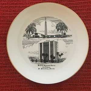 Bethany Reformed Church & Towers St Petersburg FL Plate Gold Trim World Wide Art - Picture 1 of 5