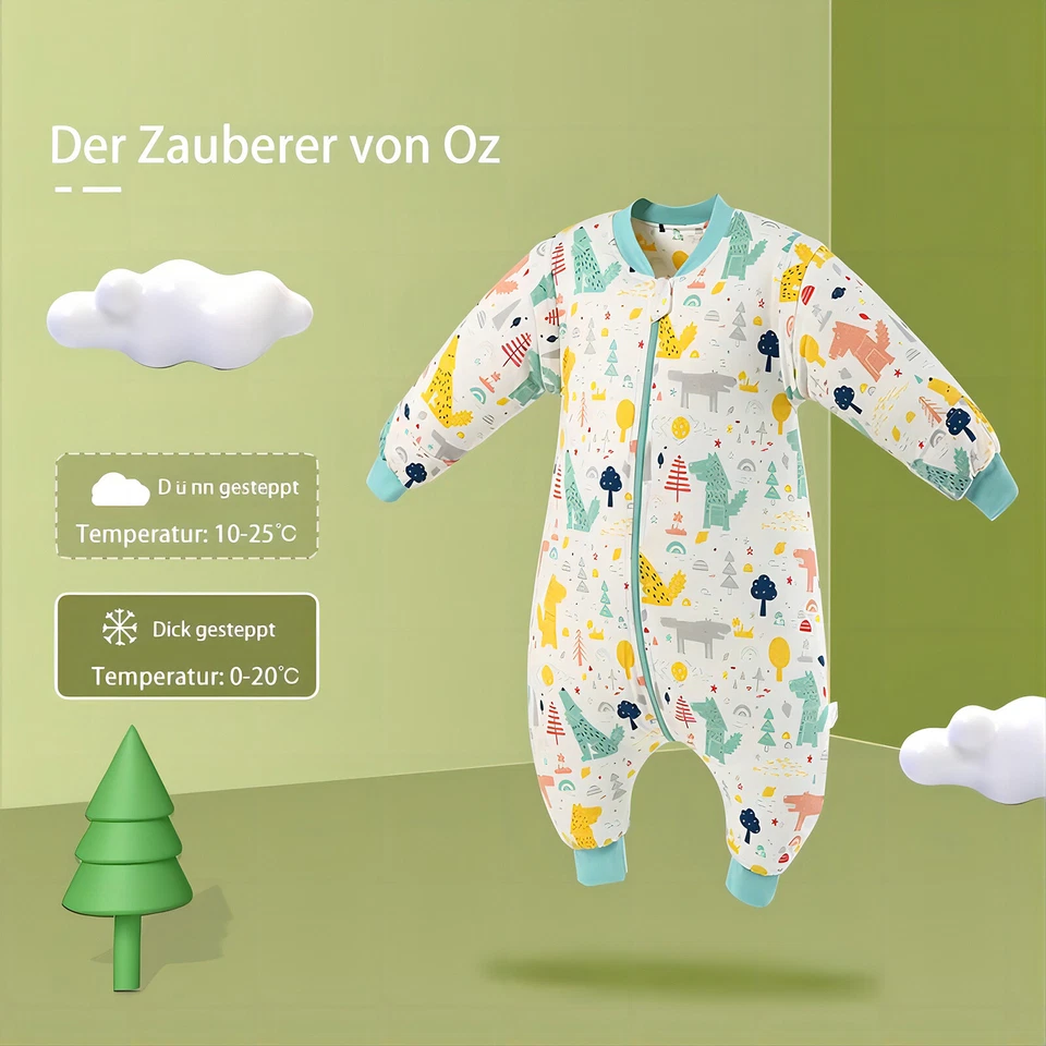 Baby Schlafsack Winter 2,5TOG 100%Baumwolle Mit Füßen Wald Winter Schlafsäcke-DE - Bild 1 von 4