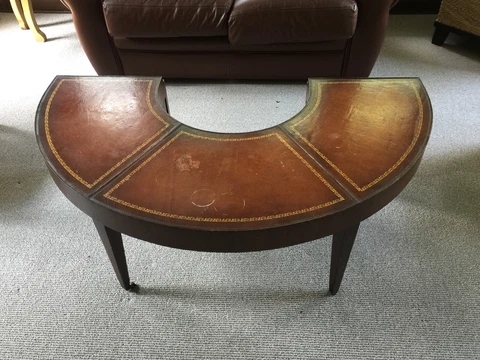 Regency Crescent drop-leaf mahogany emboissed leather Stickley coffee table Cover