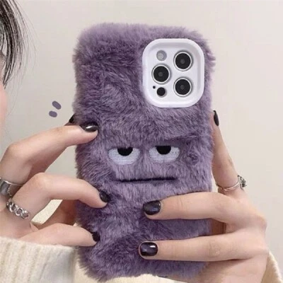 Cute Monster Plush Fluffy Phone Case Cover For iPhone 7-11 12 13 14 15 Pro Max X - Image 1 of 4