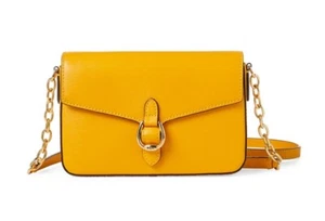 Lauren Ralph Lauren Leather Crossbody In Sunflower - Picture 1 of 12