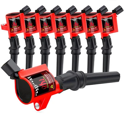 DG508 Red Ignition Coil 8 Pack For Ford F150 F250 Lincoln Mercury 4.6L 5.4L V8 - Image 1 of 4