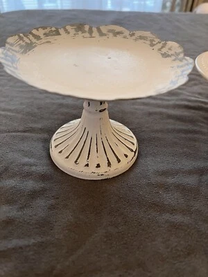 "Mini soporte para cupcakes de metal rústico blanco con niveles elevador de 4"" fiesta navideña NUEVO Foto 1 de 4