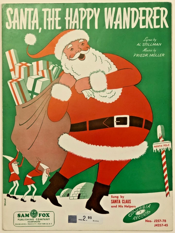 1955 SANTA THE HAPPY WANDERER sheet music CHRISTMAS claus Friedrick Moller - Image 1 of 2
