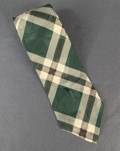 Corbata Polo Ralph Lauren Texturizada 100% Seda Hecha en EE. UU. Verde Crema Cuadros  - Imagen 1 de 3