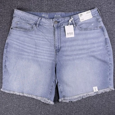 Pantalones Cortos Ana Para Mujer 20W Azul Tiro Alto Midi Dobladillo Crudo Elastizados Senim Fit41x8 NUEVO Foto 1 de 4