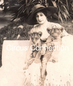 C1910's - Ringling Bros Circus RBB Magie and Her Baby Lions RPPC - AAFN - Picture 1 of 3