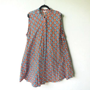 Zuri Kenia Karussell 2X Wachs Print Baumwolle Shirt Kleid Taschen Ärmellos - Bild 1 von 7