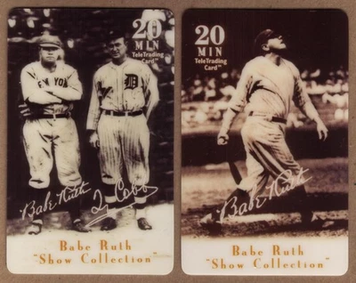 20m Babe Ruth Baseball Show Collection Los Angeles 2 Card USED Phone Card - Image 1 of 2