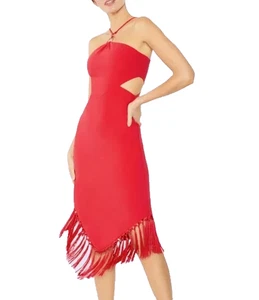 Likely Womens Halter Neck Column Silhouette Midi Dress, Red, 6 - Picture 1 of 3