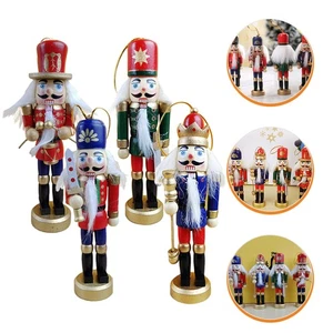4 Pcs Nutcracker Decoration Mini Decorations Christmas Tree Ornaments Hanging - Picture 1 of 10