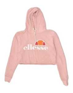 ELLESSE Womens Graphic Hoodie Jumper UK 10 Small Pink Cotton AP22 - Picture 1 of 3