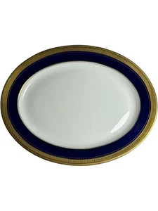 Aynsley England Buckingham blu cobalto e oro 15" piatto da portata ovale mento osso - Foto 1 di 2