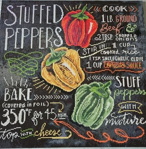 Fertig Diamond Painting - Gefüllte Paprika. Auf einer Schaumstoffplatte befestigt. 22" x 22" - Bild 1 von 1