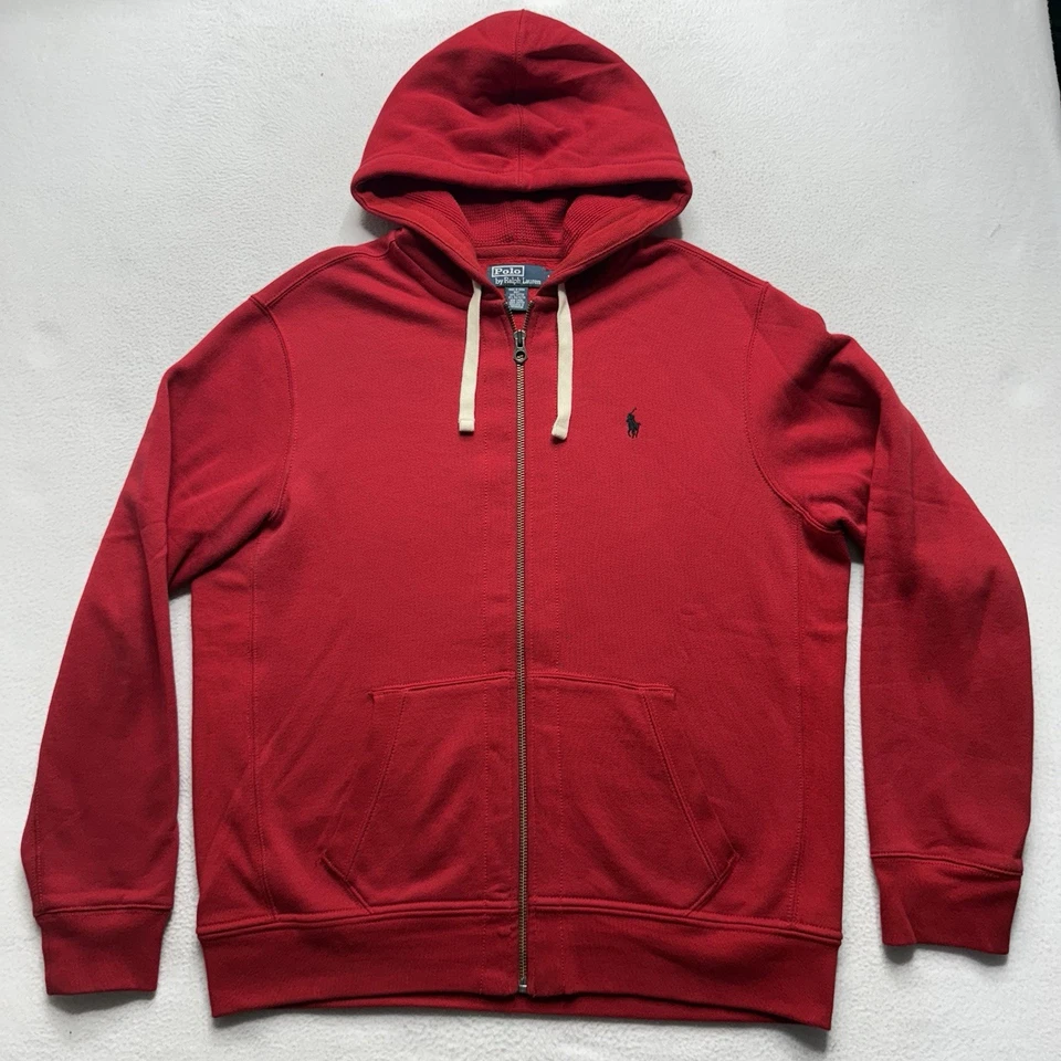 Vintage Polo Ralph Lauren Full Zip Hoodie Sweatshirt Mens XL Red Heavyweight - Image 1 of 4