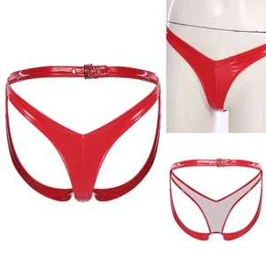 Womens Pu Leather Thong Mini G-string Thong Micro Bikini Briefs Panties Lingerie - Picture 1 of 33