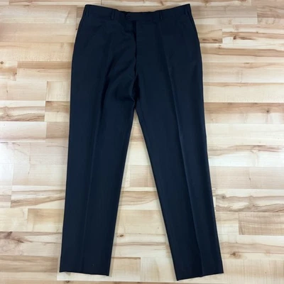 Pantalón de vestir Armani para hombre 40x36 etiqueta 42 negro frente plano 100 % lana Collezioni PA4490 Foto 1 de 4