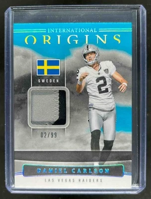 2025 Origins Daniel Carlson International Patch Turquoise #2/99 Raiders - Image 1 of 2