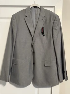 2022 J FERRAR Gray Sport Coat Suit Blazer 46R Slim Fit- Polyester/Rayon - Picture 1 of 3