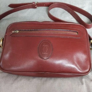 Cartier Leather Shoulder Bag Auth Bordeaux Medium Women France 116974 - Picture 1 of 4