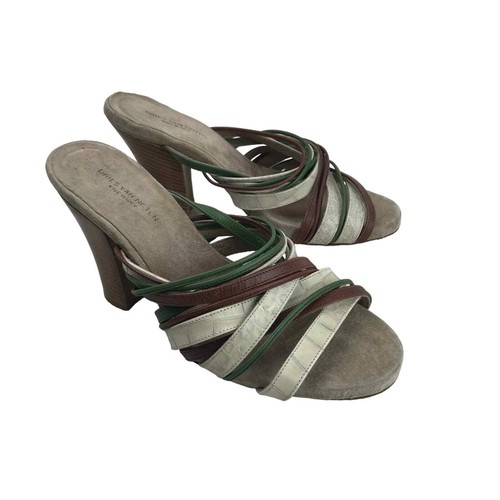 VANS Sandali in pelle Dries van Noten cinturino 3 5" tacco a blocco scorrevole taglia 36 5 (US 6)