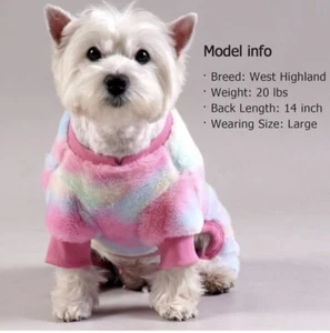 Dog Pajamas One Pc Sweater Rainbow Tie Dye Size Large Velvet/Fleece Min. 10 lbs - Picture 1 of 8
