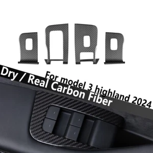 Carbon Fiber Door Interior Switch Panel Trim for tesla model 3 highland 2024 - Picture 1 of 7