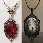 Women Men Punk Crow Pendant Oval Resin Necklace Halloween Party Jewelry