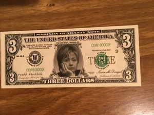 Hillary Clinton 3,00 $ Schein Neuheit BRANDNEU - Bild 1 von 2