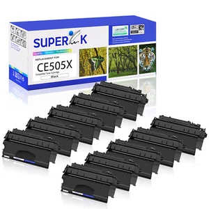 10 PACK Toner for HP CE505X 05X Toner LaserJet P2055x P2055d P2055dn P2050 P2055 - Photo 1/24
