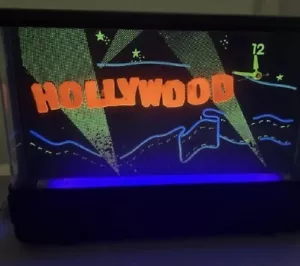 Hollywood Clock Neon Sign Bedroom Light Artwork Decor Gift Man Cave Made In USA - Picture 1 of 5