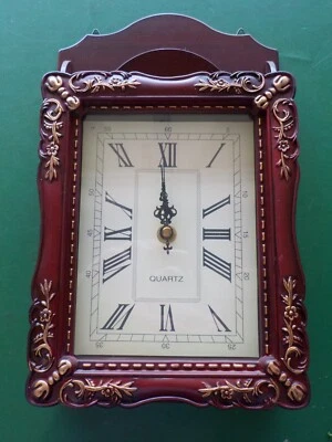 Vintage Wood Tone Wall Clock - Decorative Plastic Resin  (CL 2) - Image 1 of 4