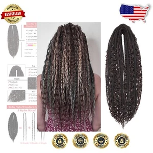 Luxury 30-Strand Double Ended Dreads - 24 Inch Boho Extensions Chocolate Brown - Picture 1 of 8