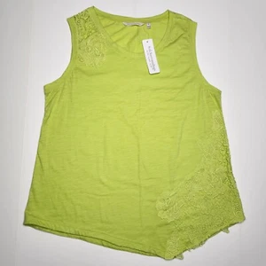 Canotta nuova con etichette Soft Surroundings Lacey taglia XL verde lime asimmetrica floreale NUOVA - Foto 1 di 8