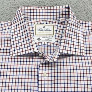 Brooks Brothers Shirt Men 17 33 Plaid Check Thomas Mason Madison Fit Luxury LS - Picture 1 of 16