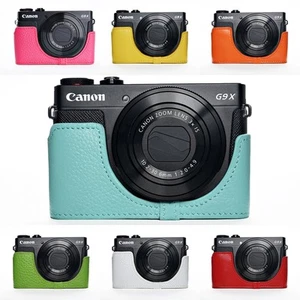 Funda protectora de cuero genuino con media cámara para colores CANON G9X G9X Mark ii - Imagen 1 de 32