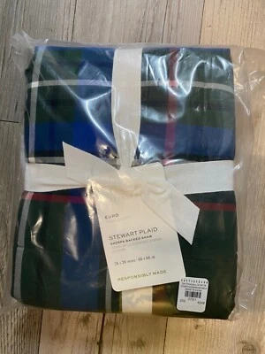 NEW Pottery Barn Stewart Plaid Euro Sherpa Back Pillow Sham Christmas Holiday - Image 1 of 4