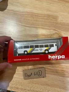 herpa 1/87 bus man Rare White and Yellow Wagener Automobile Train Layout - Picture 1 of 4