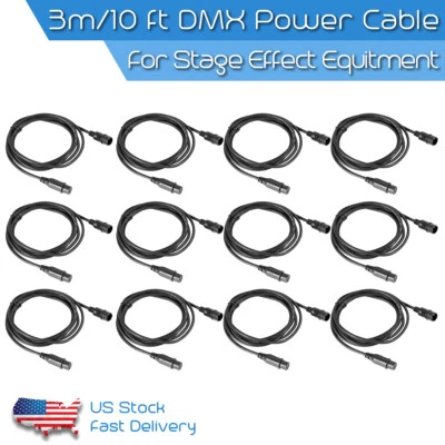 12PCS 10ft/3m 3Pin DMX Signal Cable Wire XLR Connection for Stage Par Light DJ - Image 1 of 4