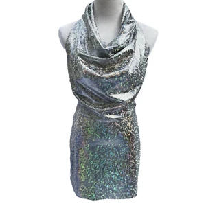 Sexy Mini Vestido SIEDRES Calpe Cuello Halter Brillante 38 M Plateado Metálico Nuevo con Etiquetas $330 - Imagen 1 de 12