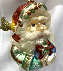 Fitz and Floyd Enchanted Holiday Santa Face Ornament with Box - Picture 1 of 22