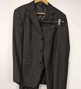 Uptown Black Stripe Suit Super 120 Virgin Wool Blend Chest 40" Waist 36" Leg 32" - Picture 1 of 24