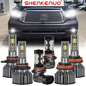 For 2007-2013 Toyota Tundra Combo 6x LED Headlight Hi/Lo + Fog Light Bulbs HLQC - Picture 1 of 14