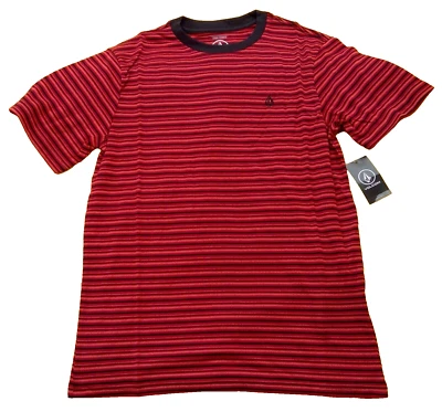 Camiseta listrada manga curta Volcom Big Boy vermelha 3 Storie SS Crew tamanho G - Imagem 1 de 3