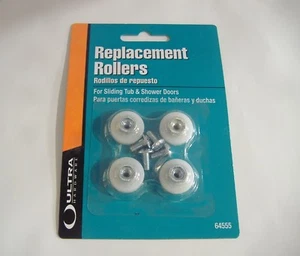 LOT OF FOUR 3/4" FLAT SHOWER DOOR ROLLERS WITH SCREWS - Picture 1 of 3