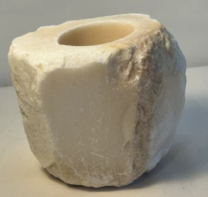 White carved rock Candle Holder ? Tea Light 3.6 lbs quarts crystal ? READ j1 - Picture 1 of 21