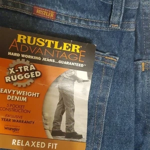 Rustler Advantage Größe 38 x 32 Herren Relaxed Fit Heavyweight Denim Jeans blau neu mit Etikett - Bild 1 von 2