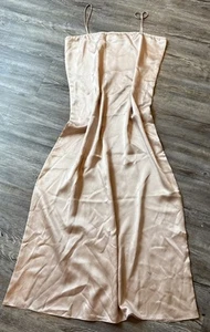 VTG 90s Jessica McClintock Blush Silky Shiny Satin Spaghetti Straps Slip Dress M - Picture 1 of 15