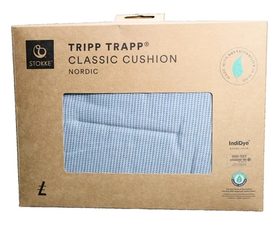 Cojín para silla alta clásico Stokke Tripp Trapp 2, algodón orgánico - azul jaspeado Foto 1 de 2